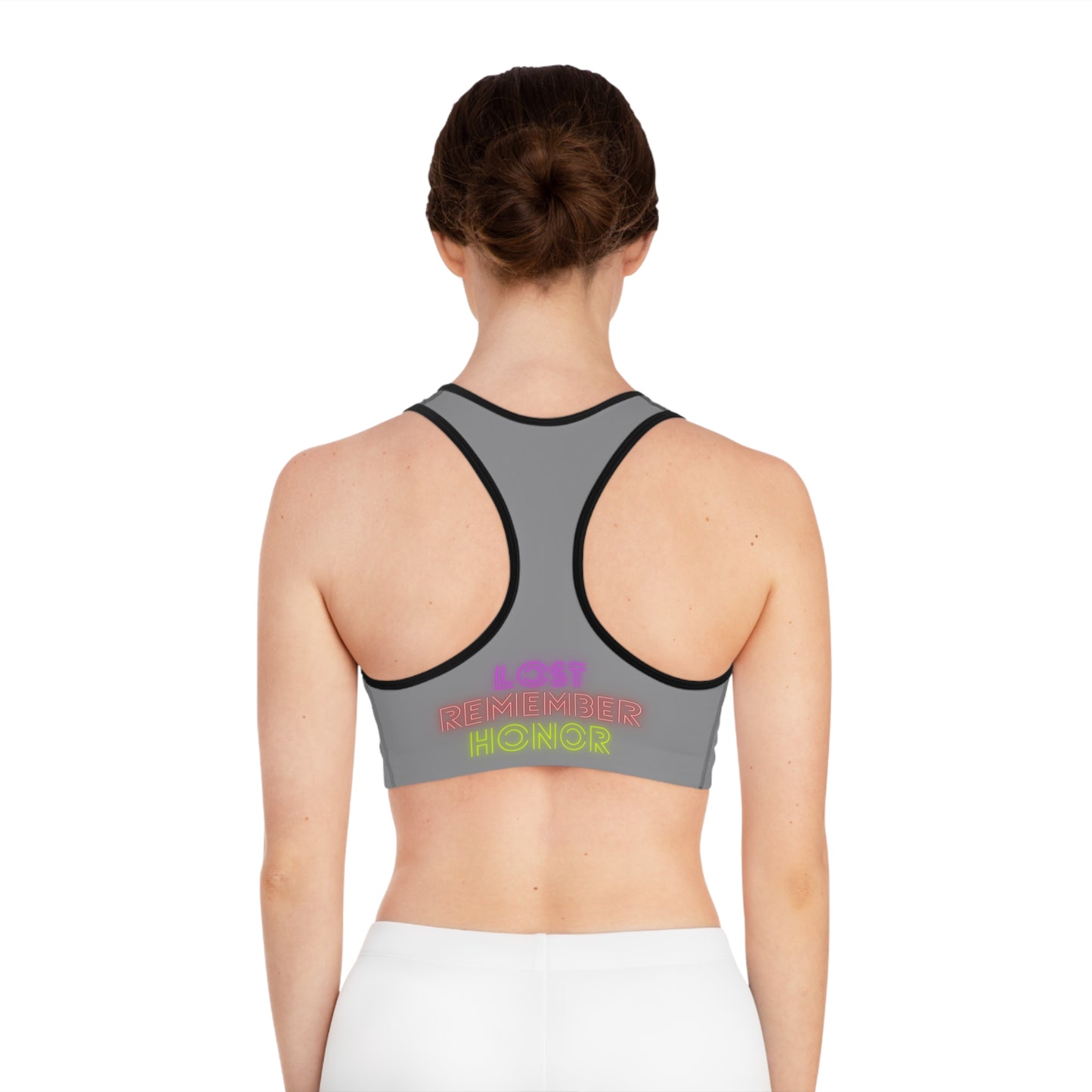 Sports Bra: Crazy Penguin World Logo Grey