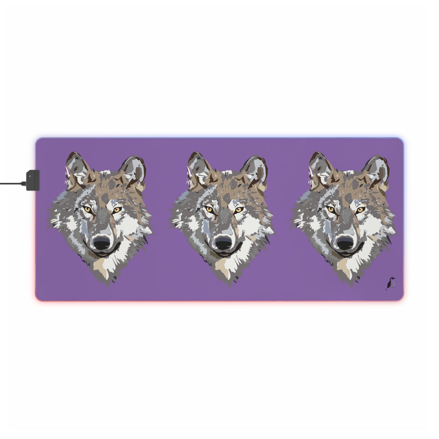 LED Gaming Mouse Pad: Wolves Lite Purple