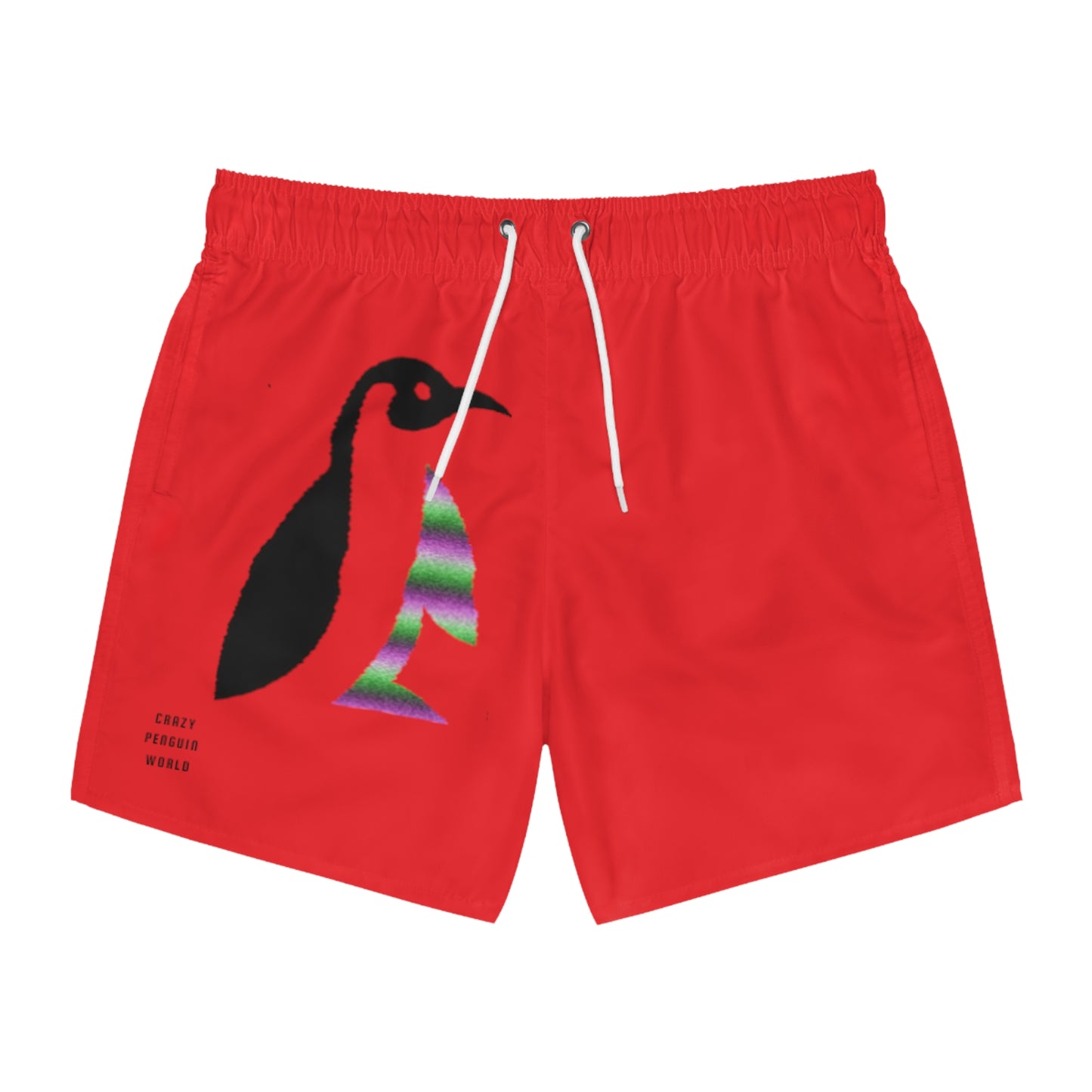 Swim Trunks: Crazy Penguin World Logo Red