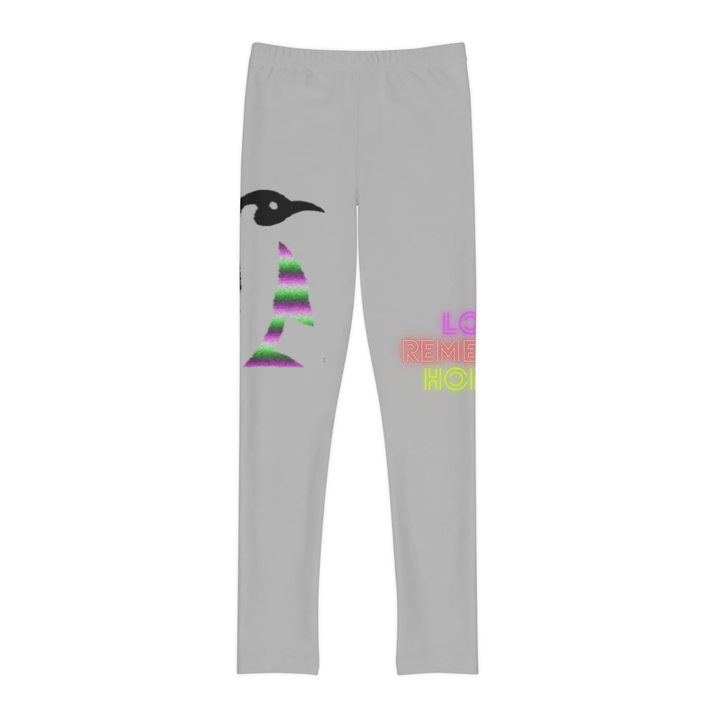 Youth Full-Length Leggings: Crazy Penguin World Logo Lite Grey