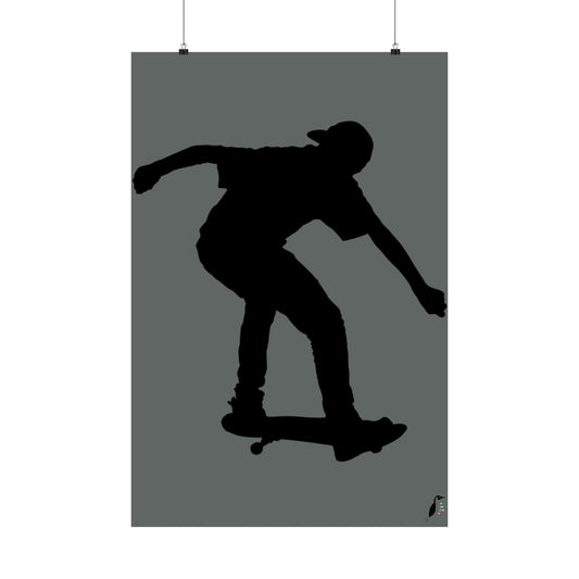 Premium Matte Vertical Posters: Skateboarding Dark Grey