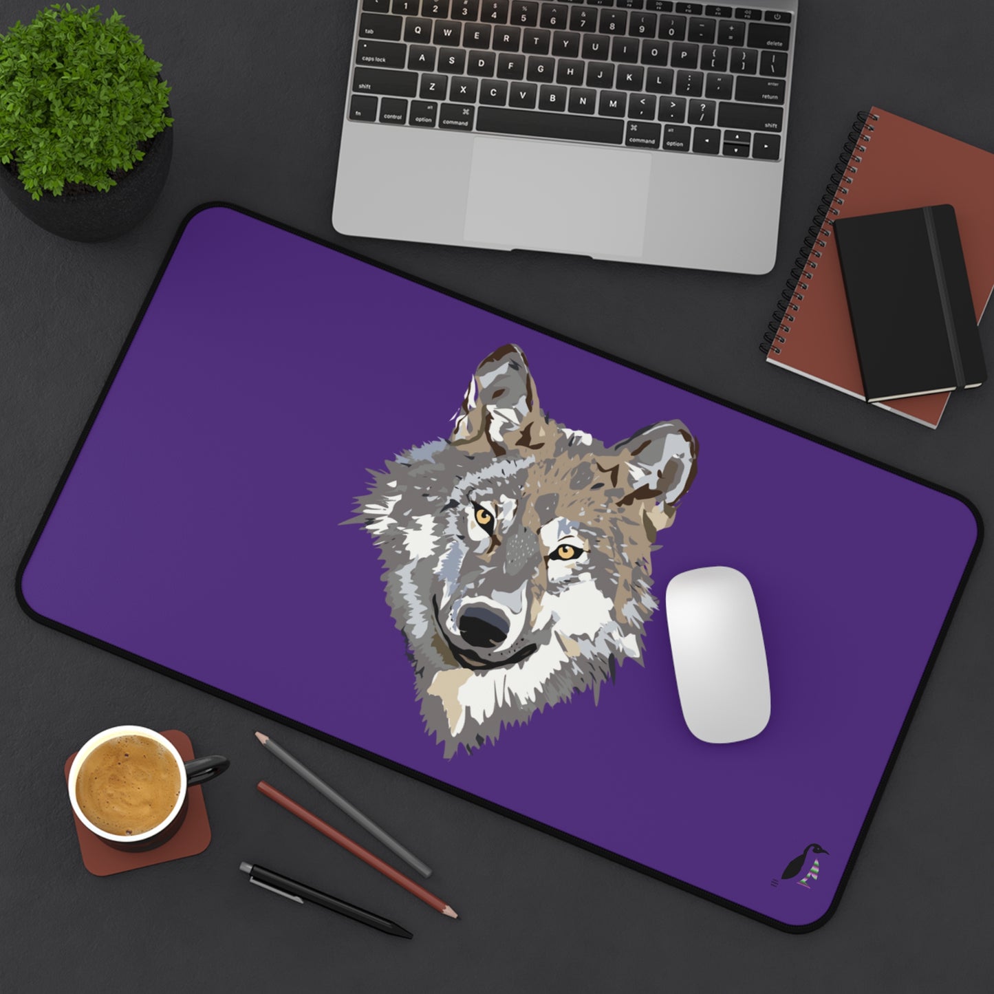 Desk Mat: Wolves Purple