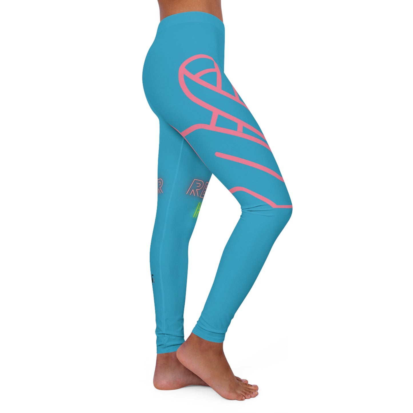 Women's Spandex Leggings: Fight Cancer Turquoise