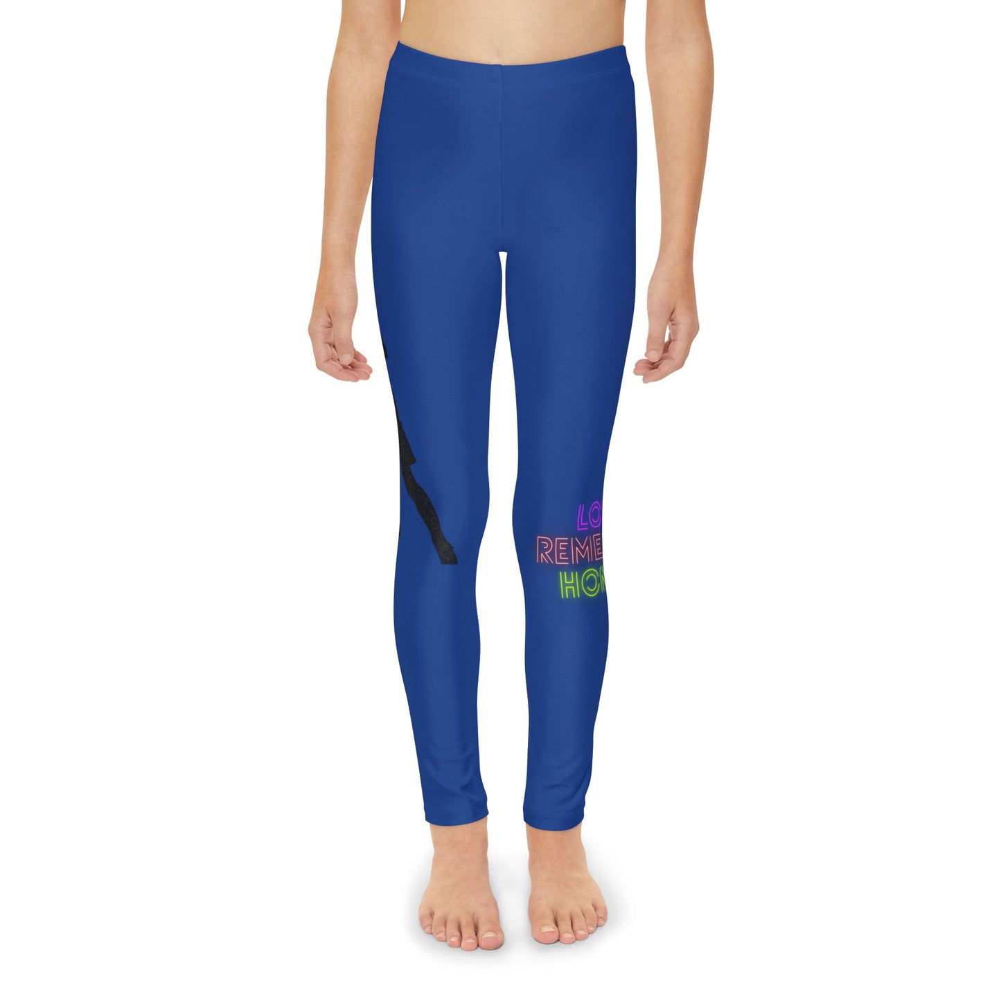 Youth Full-Length Leggings: Soccer Dark Blue