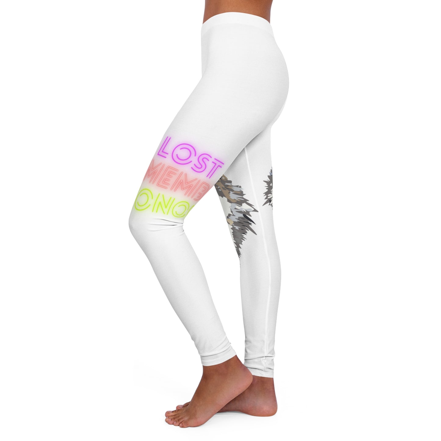 Women's Spandex Leggings: Wolves White