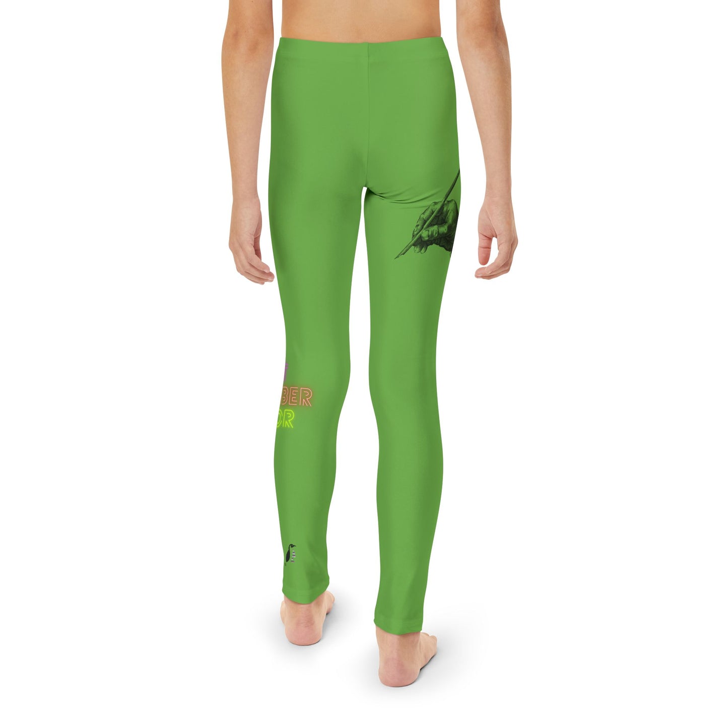 Youth Full-Length Leggings: Writing Green