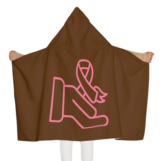 Youth Hooded Towel: Fight Cancer Brown