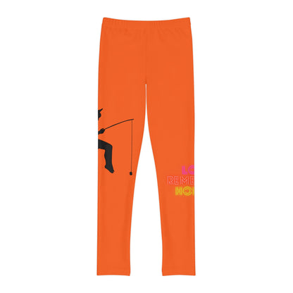 Youth Full-Length Leggings: Fishing Orange