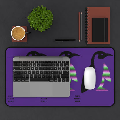 Desk Mat: Crazy Penguin World Logo Purple