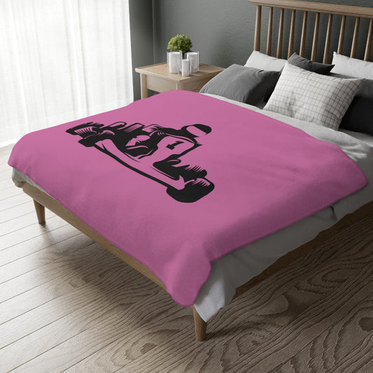 Velveteen Minky Blanket (Two-sided print): Racing Lite Pink