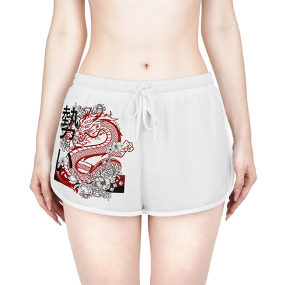 Women's Relaxed Shorts: Dragons White