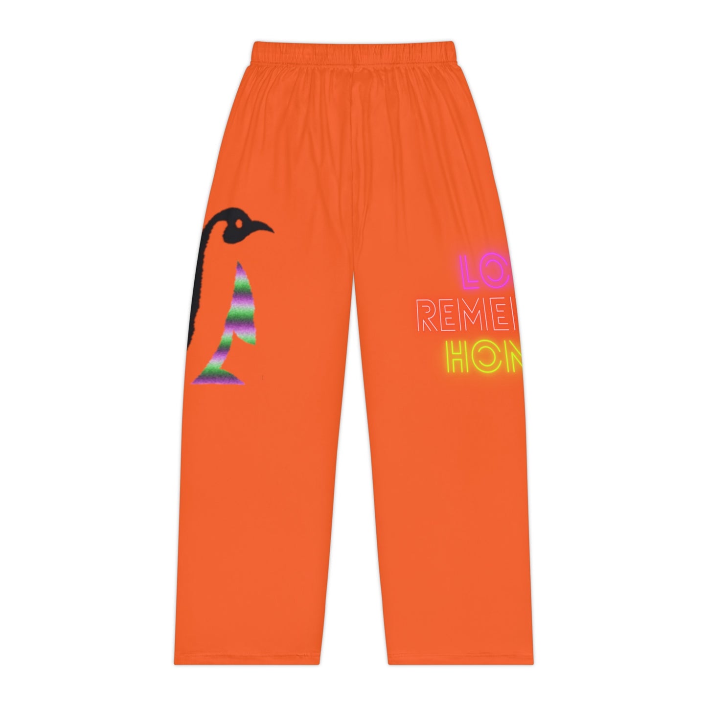 Women's Pajama Pants: Crazy Penguin World Logo Orange