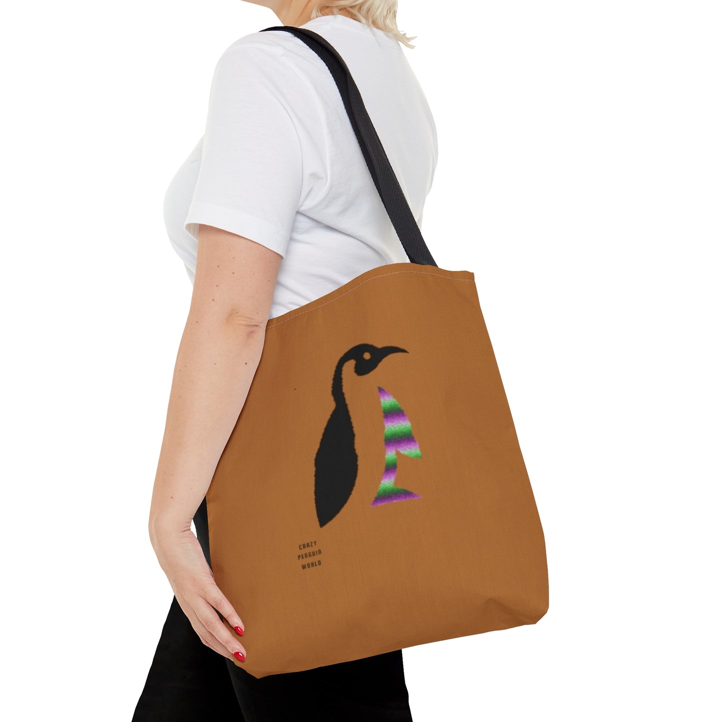 Tote Bag: Crazy Penguin World Logo Lite Brown