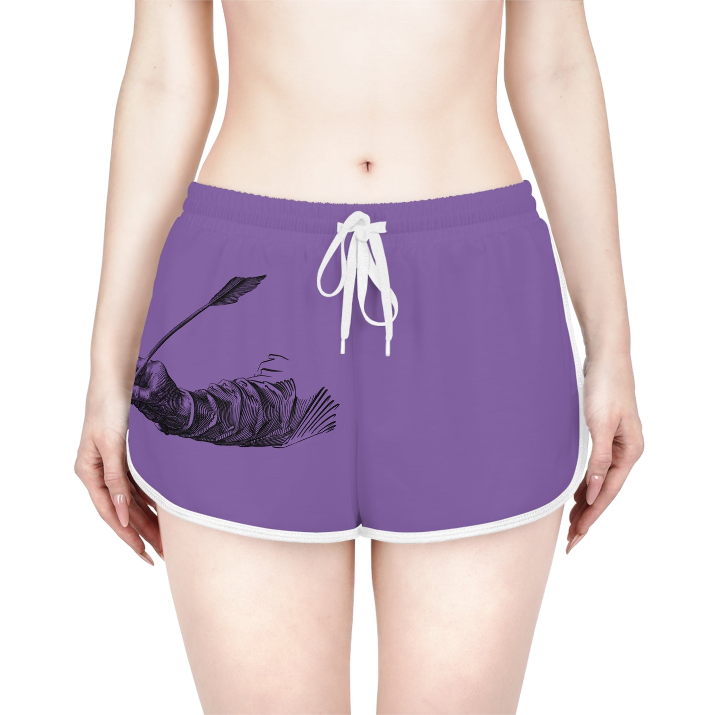 Women's Relaxed Shorts: Writing Lite Purple