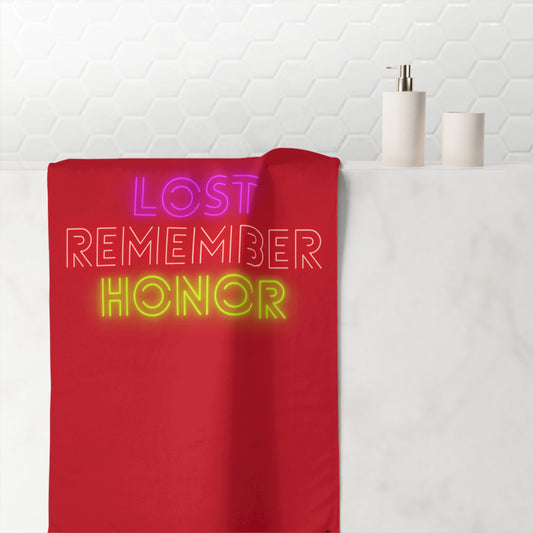 Mink-Cotton Towel: Lost Remember Honor Dark Red