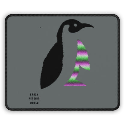 Gaming Mouse Pad: Crazy Penguin World Logo Dark Grey