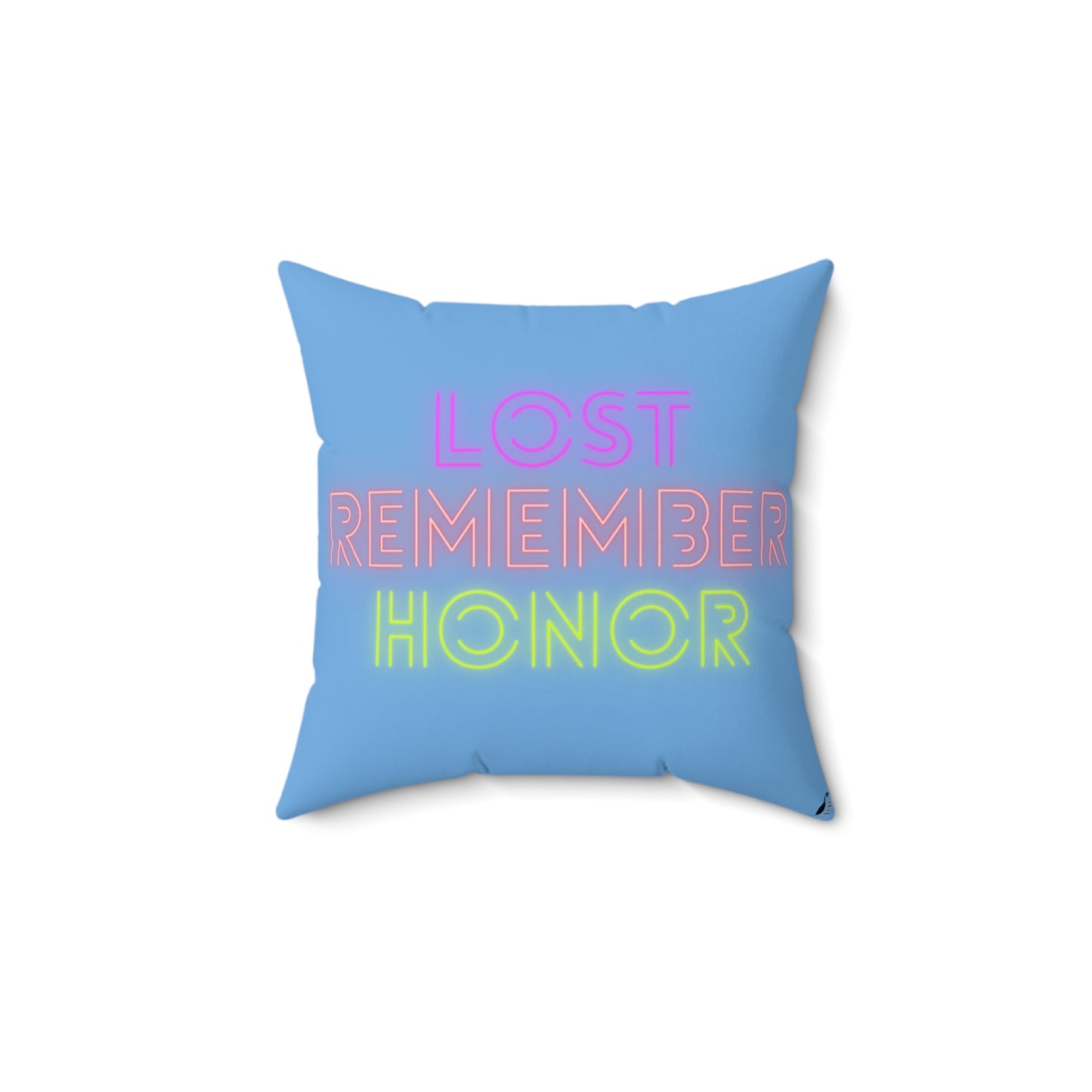 Spun Polyester Square Pillow: Fight Cancer Lite Blue