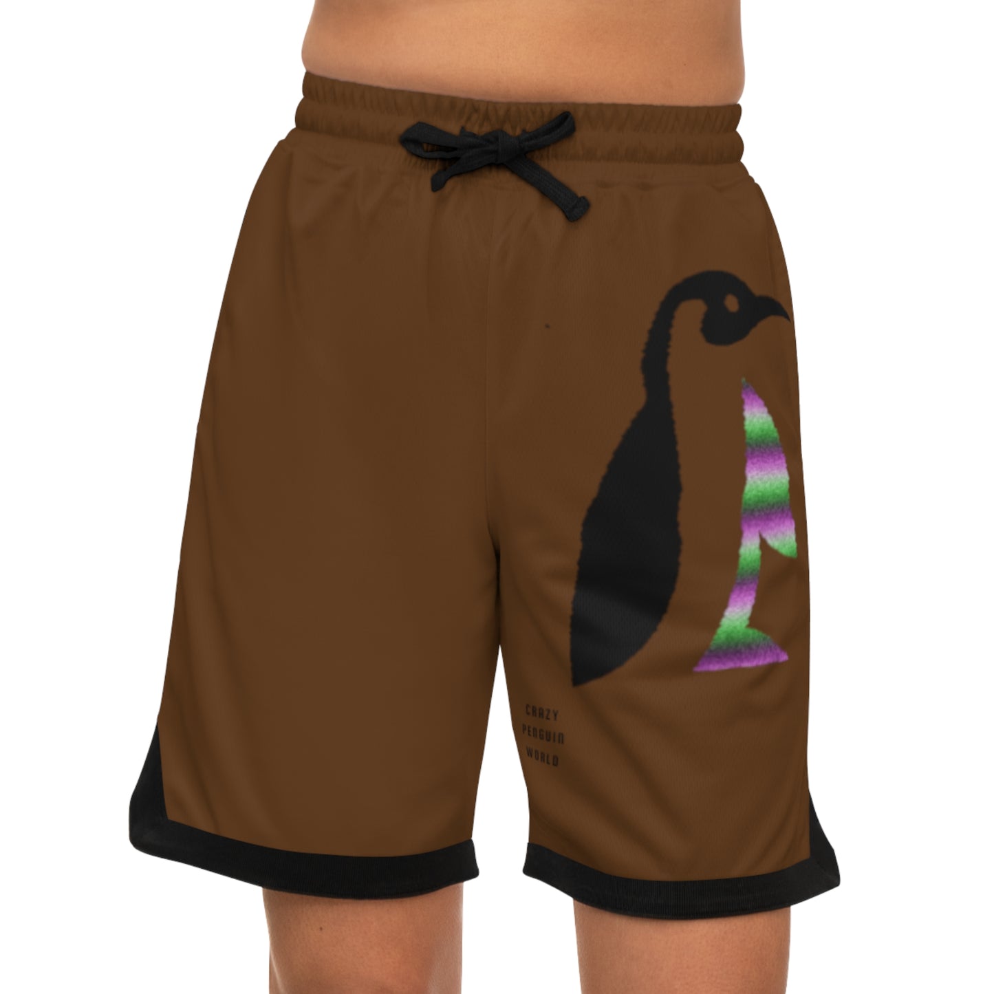 Basketball Rib Shorts: Crazy Penguin World Logo Brown