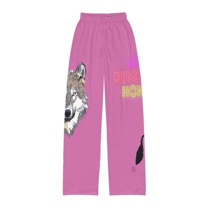 Kids Pajama Pants: Wolves Lite Pink