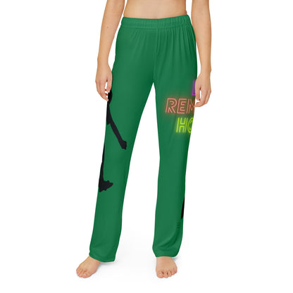 Kids Pajama Pants: Skateboarding Dark Green