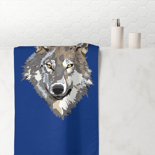 Mink-Cotton Towel: Wolves Dark Blue