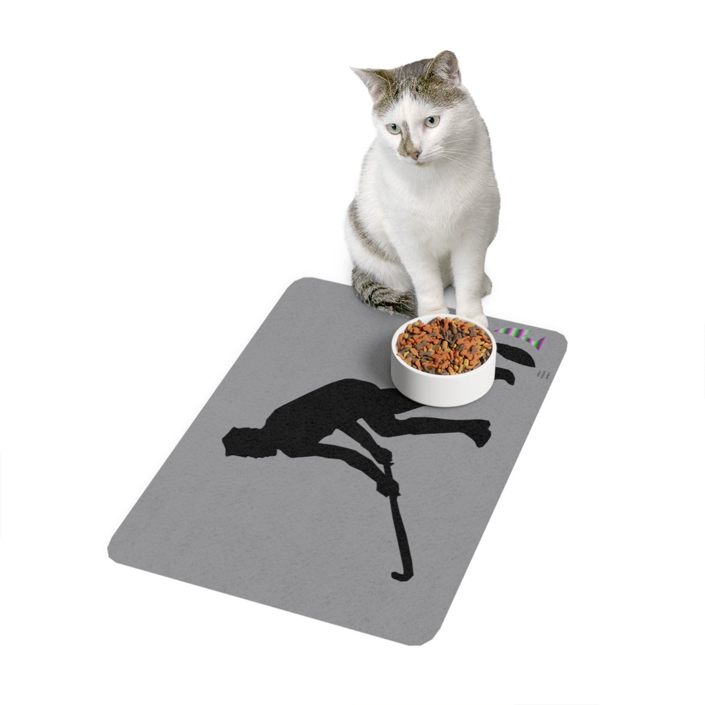 Pet Food Mat: Hockey Grey