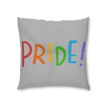 Tufted Floor Pillow, Square: LGBTQ Pride Lite Grey