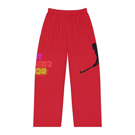 Pambabaeng Pajama Pants: Hockey Dark Red