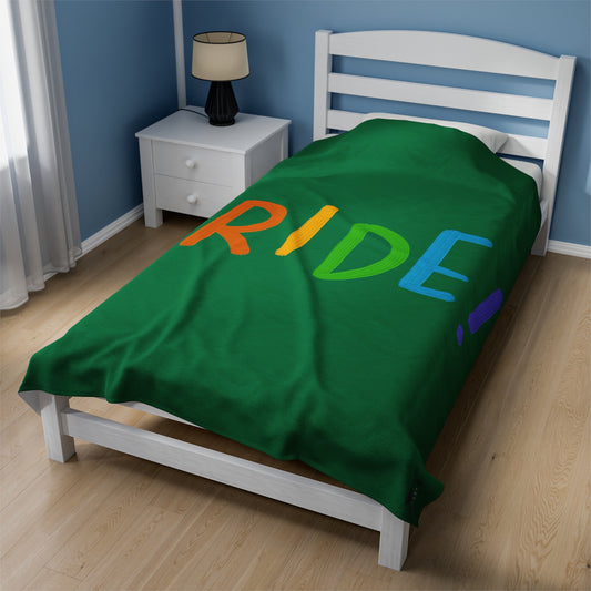 Velveteen Plush Blanket: LGBTQ Pride Dark Green