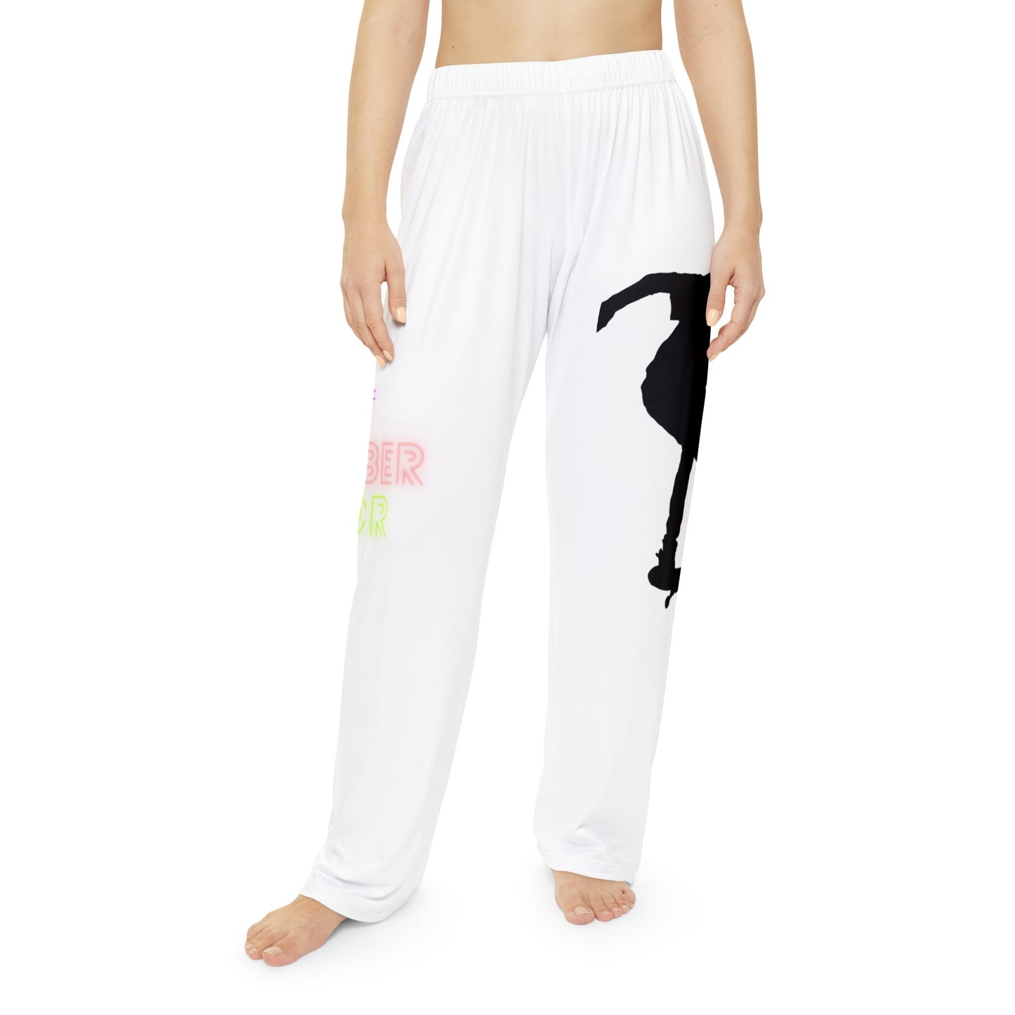 Pambabaeng Pajama Pants: Skateboarding White 