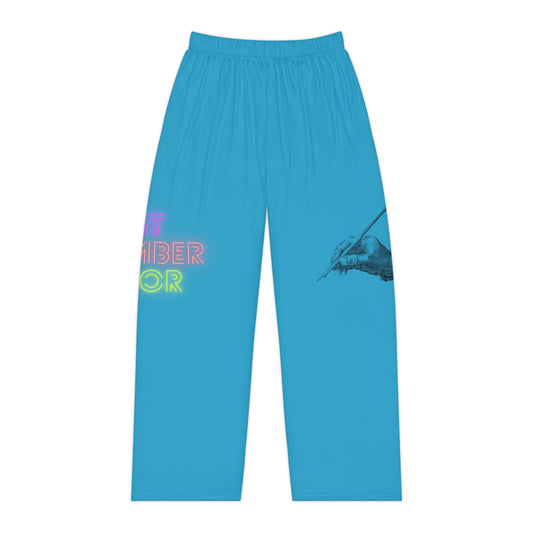 Pambabaeng Pajama Pants: Writing Turquoise 