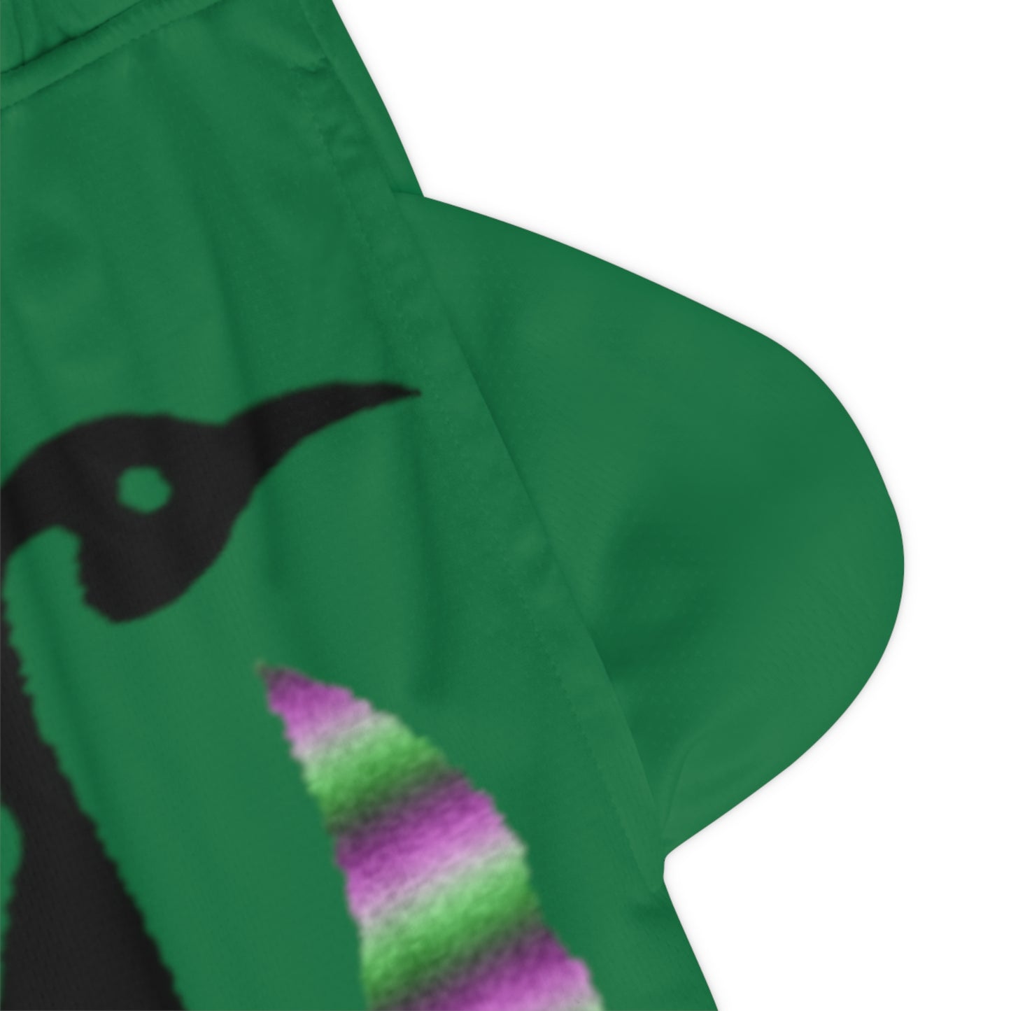 Basketball Rib Shorts: Crazy Penguin World Logo Dark Green