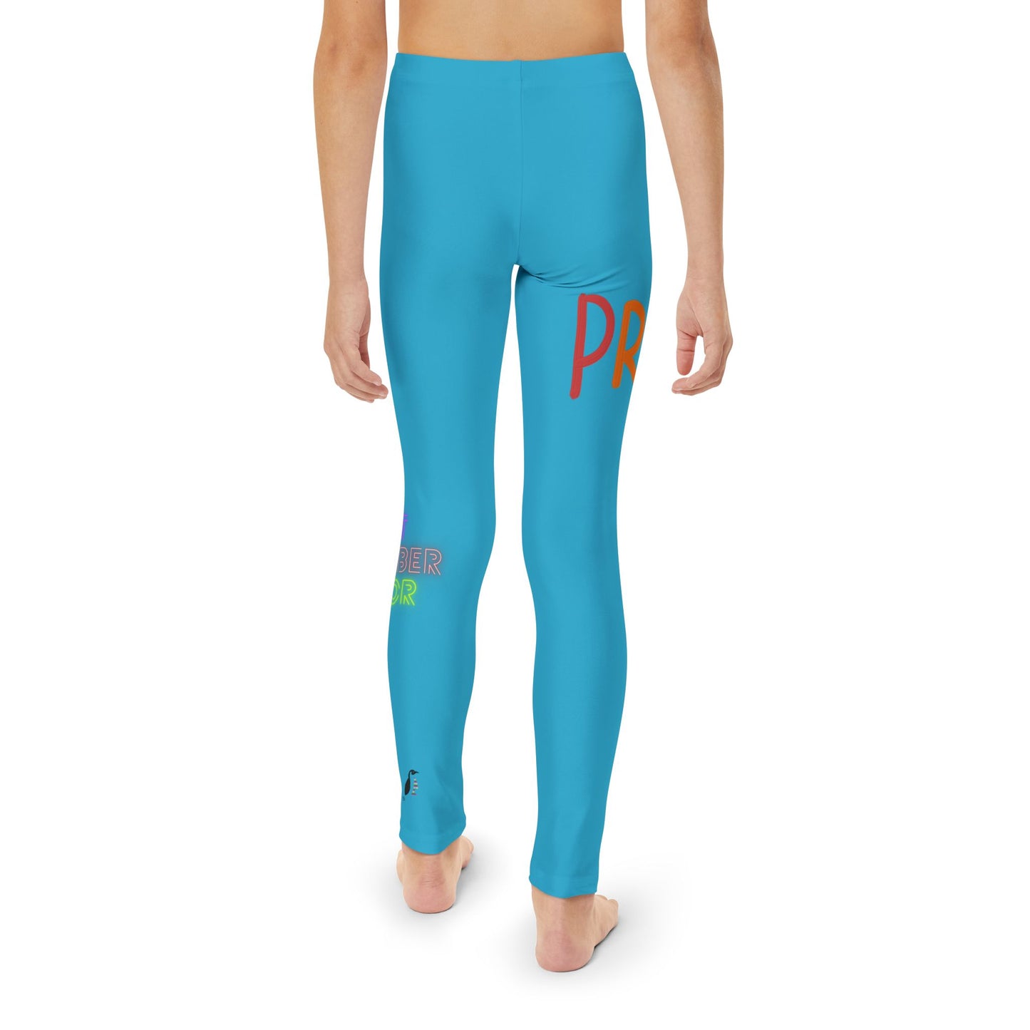 Youth Full-Length Leggings: LGBTQ Pride Turquoise