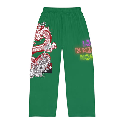 Men's Pajama Pants: Dragons Dark Green