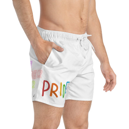 Swim Trunks: LGBTQ Pride White