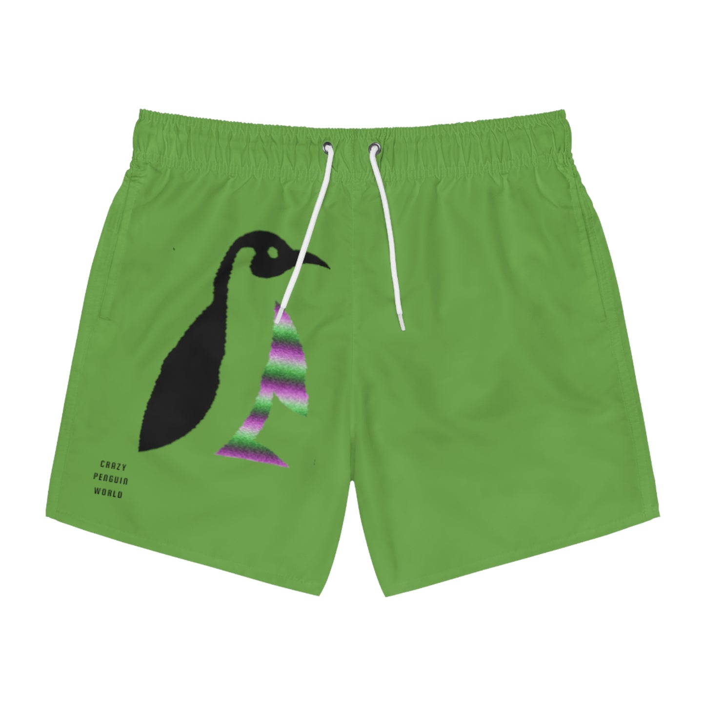 Swim Trunks: Crazy Penguin World Logo Green