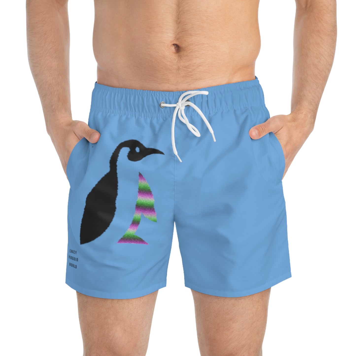 Swim Trunks: Crazy Penguin World Logo Lite Blue