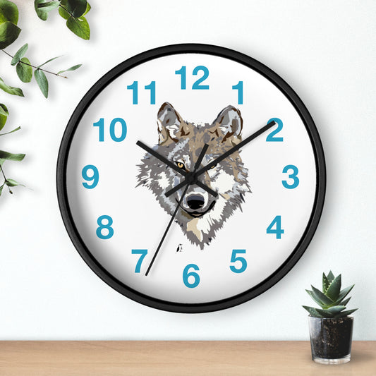 Wall clock: Wolves Turquoise