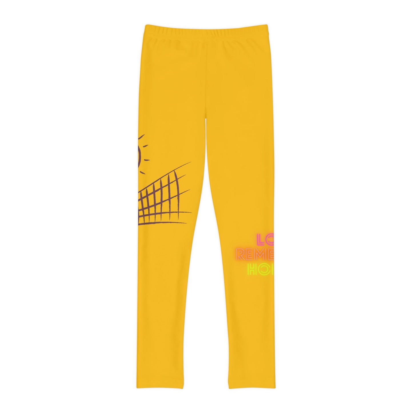 Youth Full-Length Leggings: Volleyball Yellow