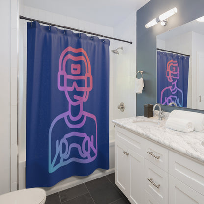 Shower Curtains: #1 Gaming Dark Blue
