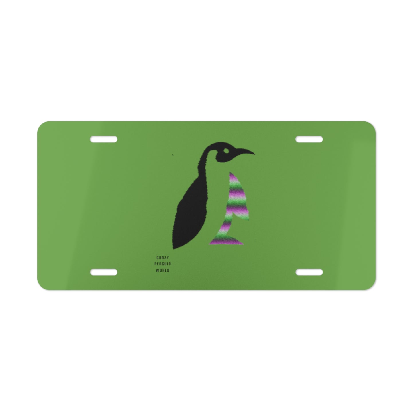 License Plate: Crazy Penguin World Logo Green