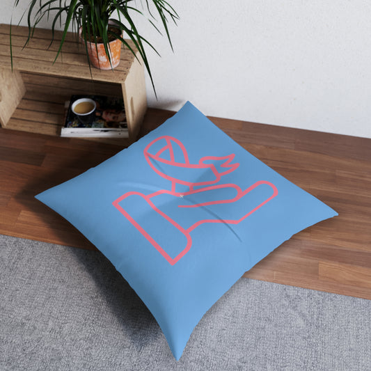 Tufted Floor Pillow, Square: Fight Cancer Lite Blue
