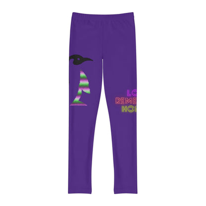 Youth Full-Length Leggings: Crazy Penguin World Logo Purple