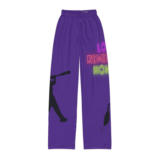 Kids Pajama Pants: Baseball Purple