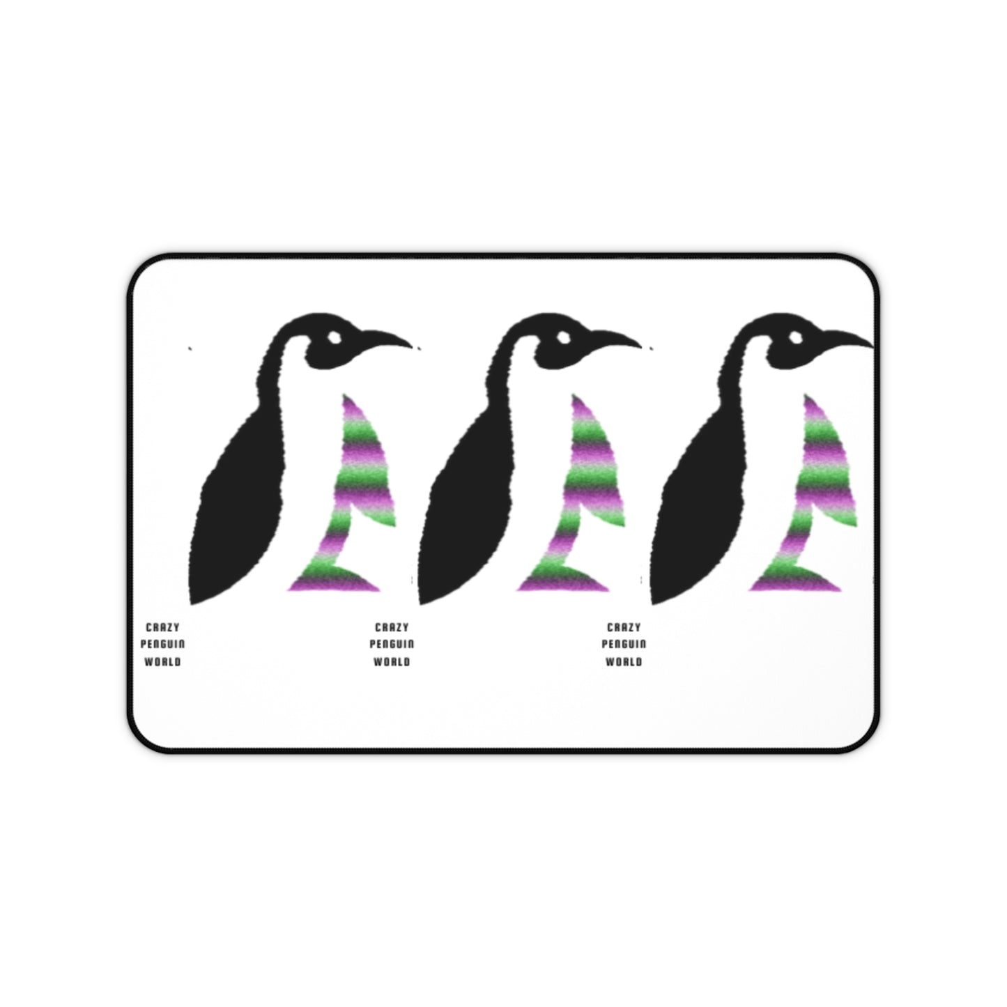 Desk Mat: Crazy Penguin World Logo White