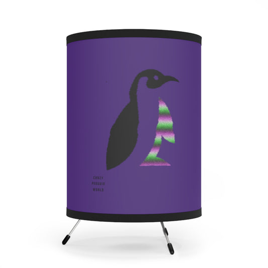 Tripod Lamp with High-Res Printed Shade, US\CA plug: Crazy Penguin World Logo Purple