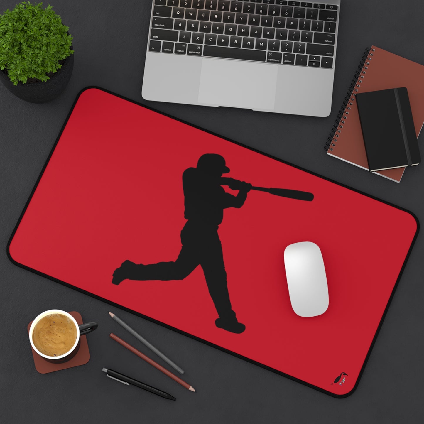 Desk Mat: Baseball Dark Red