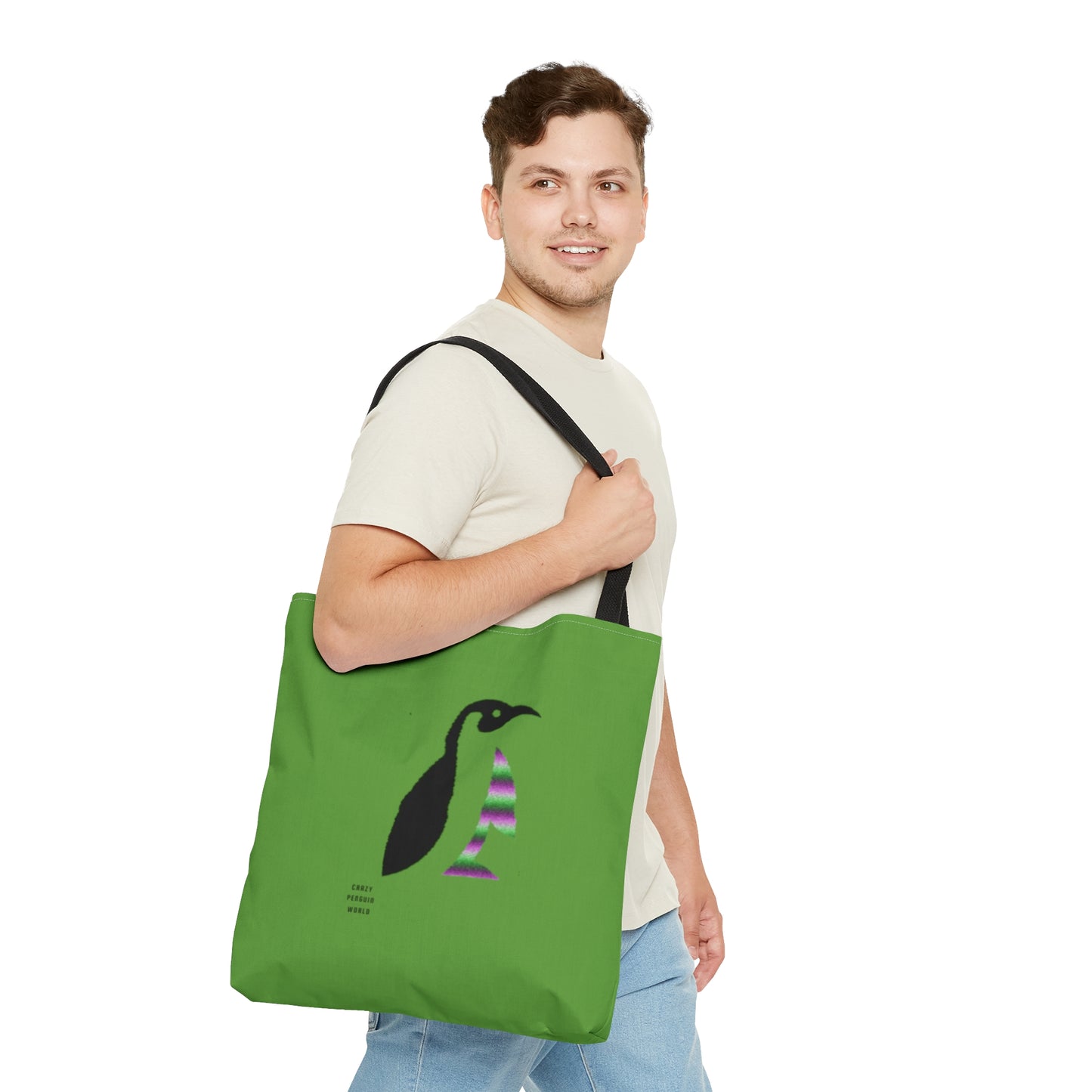 Tote Bag: Crazy Penguin World Logo Green