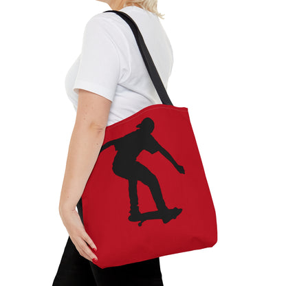 Tote Bag: Skateboarding Dark Red