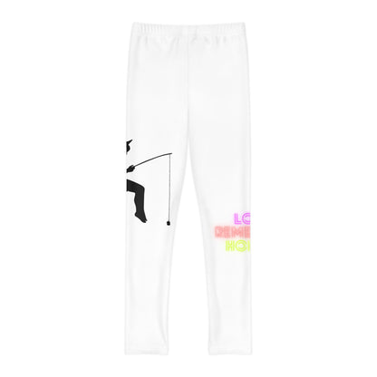 Youth Full-Length Leggings: Fishing White